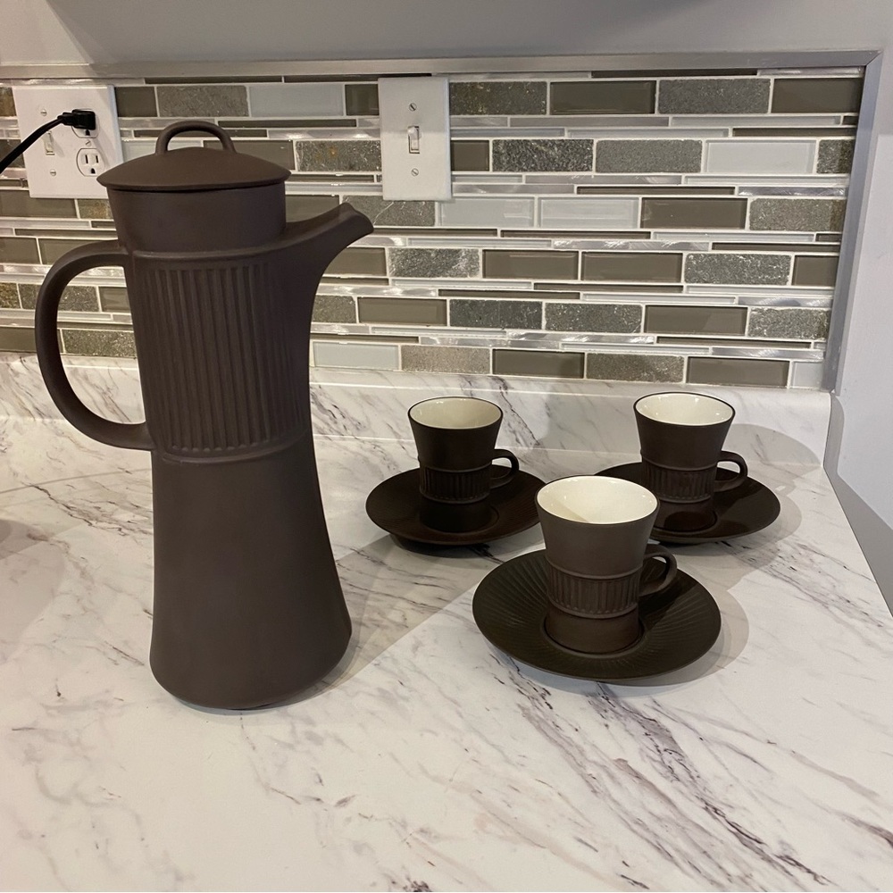 Vintage Dansk Flamestone Coffee service set Coffee pot & Cups & saucers Denmark